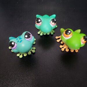Littlest Pet Shop LPS Bobble Head Frogs with Foot Magnets Lot of 3